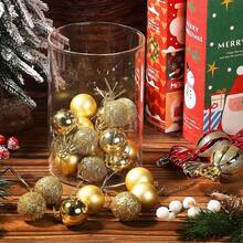 24/6Pcs 1.18inch Christmas Ball Ornament, Xmas Tree Decorations, Holiday Hanging Balls-3 Style Golden Hanging Tree Decoration For Holiday Christmas Tree Ornaments Party Decoration (Golden) Christmas Decorations Home Christmas Gifts Christmas Decor