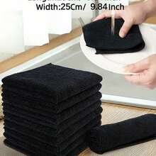 1pcs/Kitchen Towels, Microfiber Black And Light Grey Cleaning Cloth Set, Absorbent, Soft, Stain Removal Cloth For Cleaning Glass, Cooking Table, Pot, Bowl, Faucet, Range Hood, Car Wipe Cleaning Cloth, Kitchen, Bathroom, Home, Household Supplier - 彩色 - 查看 5