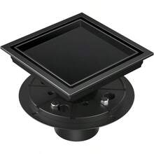 6 Inch Shower Drain Tile Insert Matte Black, Stainless Steel Square Floor Drain With 2 In 1 Cover, Shower Drain Flange, Hair Catcher - Đen mờ + 6 IN - Xem 2