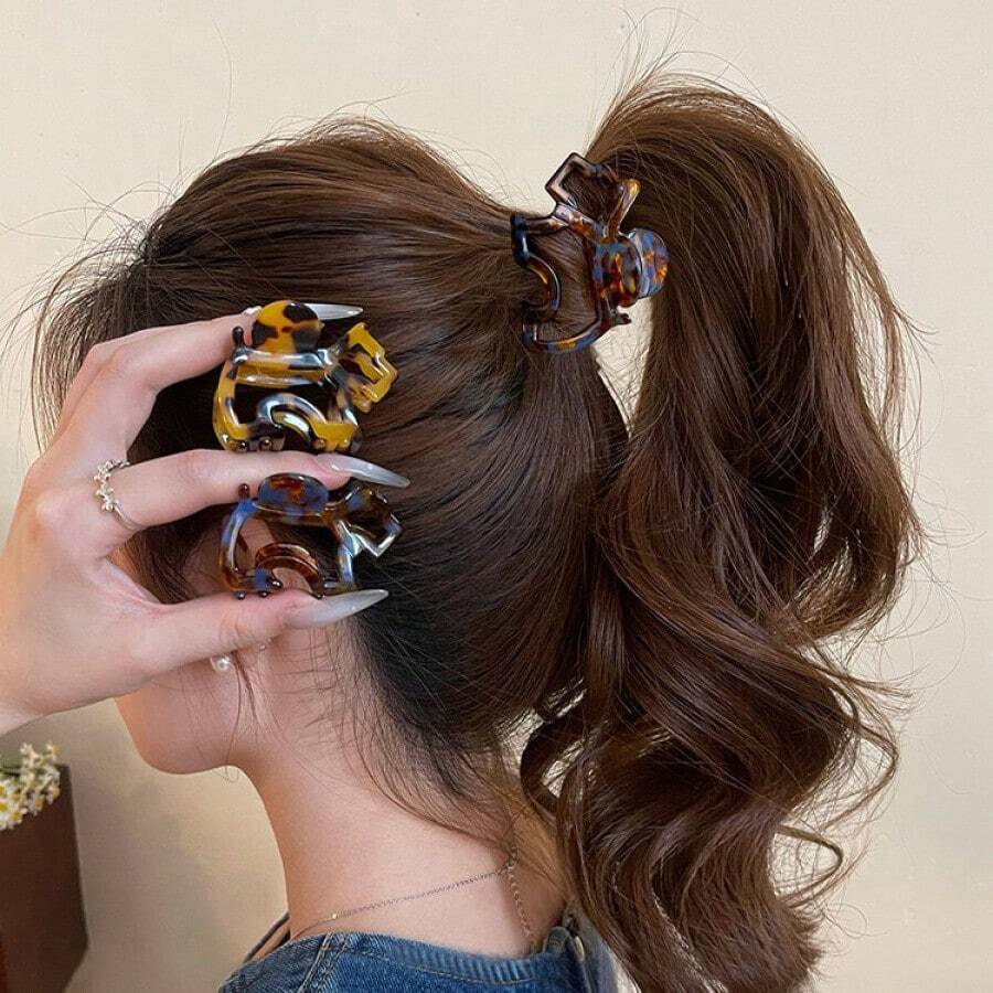 Pinza para el cabello de acetato con forma de garra de cachorro, pasador para el cabello, accesorio de peinado de recogido parcial de alta gama para mujeres