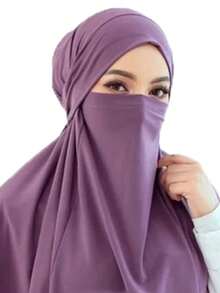 1pc Ready-To-Wear Instant Hijab With Tie - Black - View 13