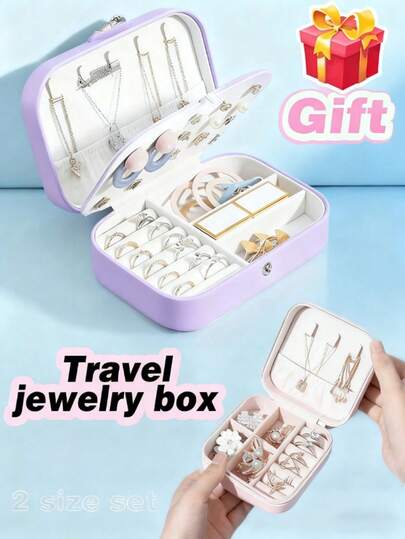 1 个旅行珠宝收纳盒整理器、多功能配件盒、化妆品收纳盒、PU 皮革珠宝盒、香水收纳盒、可拆卸珠宝展示盒、多层珠宝收纳盒、情人节、圣诞节、女士礼物