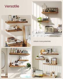 Wall Shelf, Floating Shelf, Hanging Shelf, For Books, Photos, Decoration, 80 X 20 X 3.8 Cm, MDF For Living Room, Kitchen, Entrance, Bedroom, Bathroom Room Decor, Rustic Brown - 棕色 - 查看 2