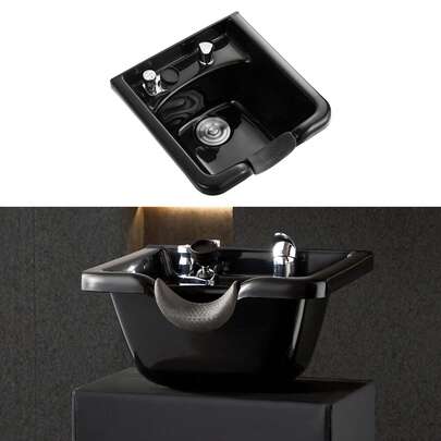 Shampoo Bowl, ABS Plastic Shampoo Sink For Salons And Home, Easy To Clean And Install Salon Shampoo Bowls For Hair Stylists, Shampoo Sink For Spa Center, Barbershop And Beauty Salon Use, Black