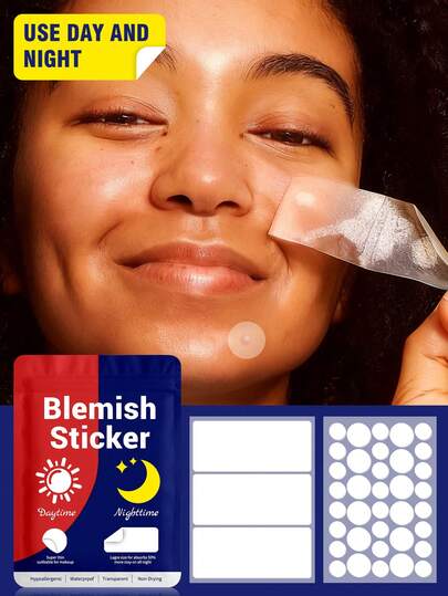 390pcs Day And Night Acne Patch, Large Acne Patch, Large Acne Patch, Suitable For The Whole Face, Forehead, Chin, Nose, Body, Back, Neck And Chest, Square, Rectangular, Water Gel Patch.Used To Cover Acne And Blemishes, Facial And Skin Spots Stickers/Emergency Invisible Acne Patch/Invisible Acne Patch, Relieving Effect, Soothing
