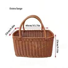 1 件户外编织藤条篮、礼品手提篮、家居储物篮、洗衣篮、洗漱篮、化妆品收纳篮 - 彩色 - 查看 11