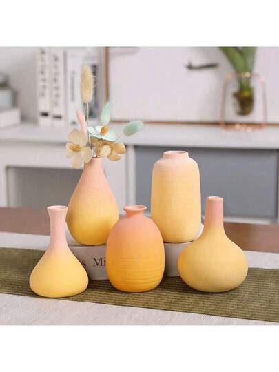 1pc Mini,Wide Mouth Vase, Ceramic Flower Vase ful Desktop Ornaments Creative Plant Pots, Fake Flowers Room, Dopamine ations,Home ations, Photo Props, Bedroom, Entrance, Holiday ation, Mother's Day s, Ho warming Back To School Graduation Room Glass view 2