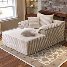 48.4-Inch Modern Corduroy Accent Chair With Ottoman, Modular Sectional Sleeper Cloud Couch And Chaise Lounge | Convertible Sofa Bed With Foldable, Spacesaving Design For Living Room, Office, Apartment, And Bedroom | Featuring Soft Fabric Upholstery, Durable Construction, No Assembly Required, And Includes Pillows | Stylish Boneless Loveseat, Comfy Couch, And Contemporary Lounge Chair All In One Versatile Piece Of Furniture