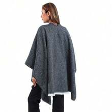 Women's Elegant Shawl Wraps Soft Open Front Poncho Sweater Cardigan For Spring Fall Winter - 黑色 - 查看 2