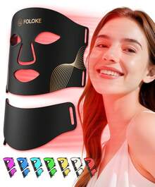 GCCSJ Red Light Therapy Mask For Face & Neck - 309 LED Beads Professional Phototherapy Device With Dual-Zone Control, Ergonomic Design For Even Coverage, At-Home Anti-Aging Skincare Tool For Women & Men (Black) - màu đen - Xem 4