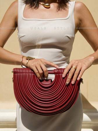 奢华女士派对手提包，精致条纹纹理纯色斜挎包，大容量异形包，气质晚宴包，非常适合度假、派对、婚礼、宴会/宴会，可搭配日常礼服、舞会礼服、生日礼服、女士礼服派对