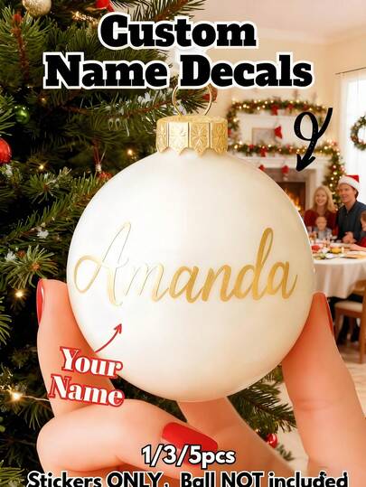 1/3/5 Stücke personalisierte holografische Namensaufkleber - individualisierte Textaufkleber für Wasserflaschen, Tassen, Geschenkboxen, Weihnachtskugeln, Ballons, Weihnachtsparty-Dekorationen, Hochzeitsgeschenke & Brautjungfern-Vorschläge, Weihnachtsgeschenke, Weihnachtsdekoration, Thanksgiving-Geschenke