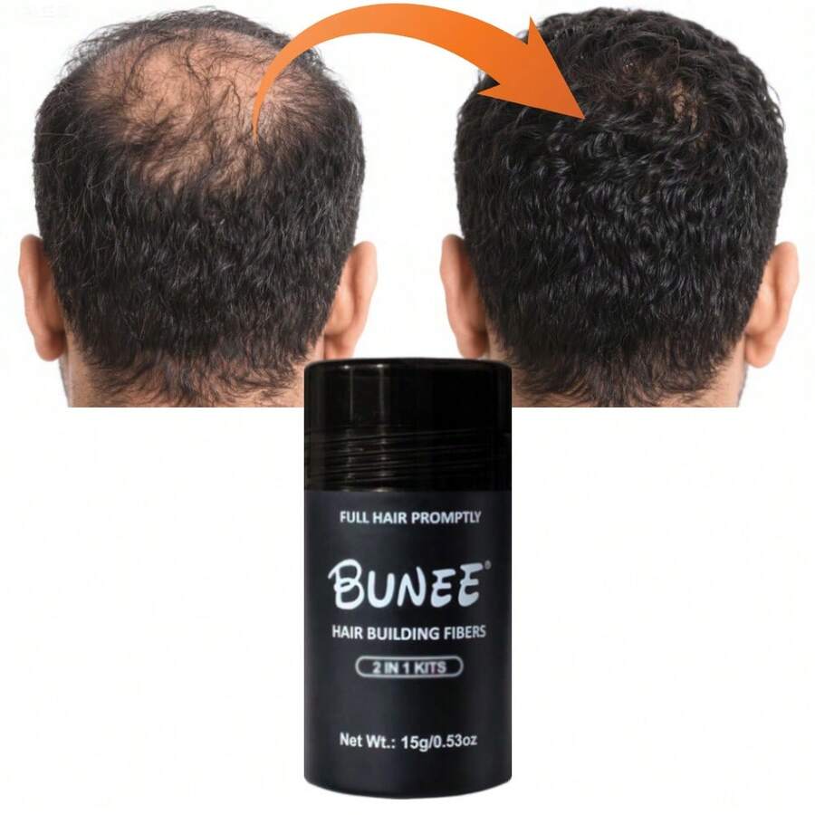 BUNEE Fiber Powder Bottle 15g Instantly Creates Natural, Dense-Looking Hair For Effortless Volume & Thickness Your Go To Pre Date Hair Rescue Compact & Travel Friendly Builds A Fuller, More Voluminous Hair Appearance With Fiber Technology