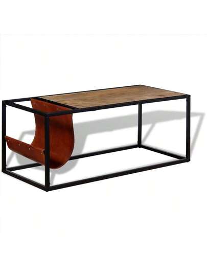 VidaXL Coffee Tafel Genuine Leather Magazine Holder 110x50x45 Cm view 6