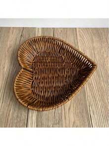 Heart-Shaped Fruit Baskets For Large-Capacity Fruit Plates, Food Storage Basket For Kitchen And Dining Room - Brown - View 2