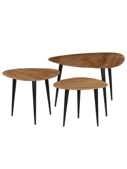VidaXL Piece Coffee Tafel Set Solid Acacia Wood