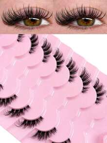 9 Pairs Half Lashes Natural Look Cat Eye False Eyelashes Manga Eyelashes Natural Clear Band Lashes Short Soft 3d Faux Mink Eyelashes Wispy Fluffy Faux Mink Lashes Eyelash Extension Tool - Lông mi mắt mèo 2 - Xem 7