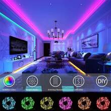 NBBUFF 3ft-100ft LED Strip Lights, Suitable For Bedroom, Living Room, Gaming Room, Kitchen, TV Backlight, Christmas And Halloween Decoration, Can Be Used As Holiday Gifts. Comes With 44-Key Remote Control, Color Changing, 6 DIY Modes, Adjustable Brightness And Speed. - Remote Control - View 4