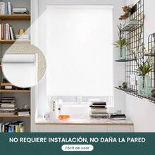 Persianas para Ventanas sin Taladro, Persiana Enrollable 70 Blackout, Persianas Enrollables para Ventana, Cortinas Blackout, Dimetro Interior 38 mm, Polister, para Hogar y Oficina, Blanco, 180CM - 100 cm x 180 cm - Ver 6