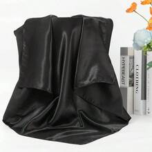 Satin Silk Scarf - Large Hair Bandana, Sleeping Wrap Women - Black - View 4