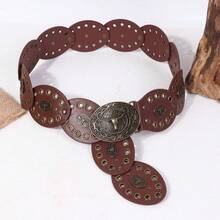 Plus Size Boho Style Heart Patchwork Rivet Decor Retro Western Belt Accessory, Suitable For Music Festivals, Parties, Y2K