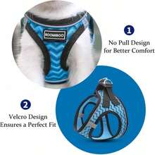 Dog Harness With Leash Set, No Pull Adjustable Reflective Step-In Puppy Pet Vest Harnesses For Small Medium Large Dog And Cat,Sky Blue - Màu15 - Xem 3