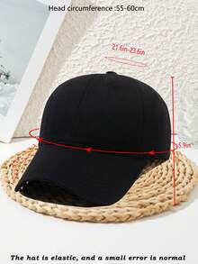 1pc Unisex Wide Brim Stylish Personalized Outdoor Sports Copper Buckle Adjustable Beach Solid Color Casual Street Polyester Patchwork Soft Top Rigid Brim Baseball Cap, Spring/Summer/Autumn/Winter