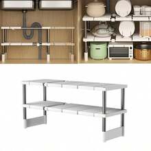 Adjustable Stainless Steel Under Sink Storage, Retractable Kitchen Sink Shelf, Perfect For Space Saving, Kitchen Organization And Storage - Double Layer - View 5