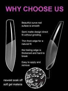 Acryl Französisch Halb-künstliche Nageltips Kurze Länge | Mittlere Länge | Lange Länge Nagelkunst Klare künstliche Nageltips Ultra-dünne nahtlose matte lange Tropfenform Mandelform Vorgefertigte Nageltips Muss-haben für Beauty-Enthusiasten Unerlässlich für Nagelstudios UV-Gel Nagelbedarf Zehennagel Aufklebe-Nägel Nagelbedarf Nägel