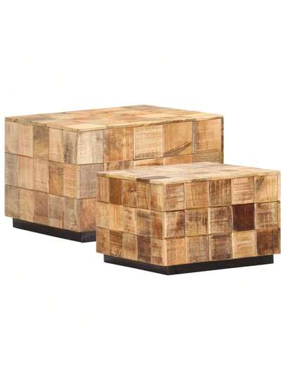 VidaXL Coffee Tables Pcs Block Rough Mango Wood