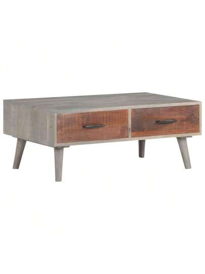VidaXL Coffee Tafel 100x60x40 Cm Solid Rough Mango Wood Grijs view 10