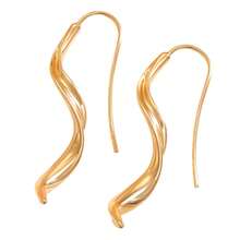 Gold Hoop Earrings For Women, Hypoallergenic Spiral Threader Gold Plated Dangle Earrings Fashion Jewelry