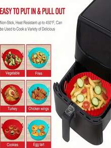 1 pieza Tapete de silicona para freidora de aire, de silicona E, resistente al calor, resistente a los arañazos, fácil de limpiar, apto para freidora de aire, horno, microondas, puede hornear papas fritas, asar pollo, pizza, alitas de pollo, práctica alfombrilla de silicona multifunción para el hogar, bandeja y tapete de silicona reutilizable para hornear, tapete redondo para freidora de aire - antiadherente, resistente al calor hasta 450°F/232°C, fácil de limpiar, compatible con freidora de aire, horno y vaporera - Navidad, Día de San Valentín