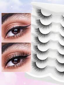 ENCHUW 7 Pairs Natural Style False Eyelashes, Delicate Criss-Cross Design, Transparent Lash Stems, Soft & Natural Makeup Effect, Eyelash Extension Makeup - Natural Lashes - View 4