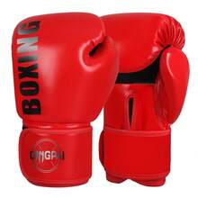 GINGPAI 1双红色成人拳击手套，男女青少年拳击手套，专业格斗、泰拳、MMA训练耐用搏击手套 - 紅色 - 查看 13