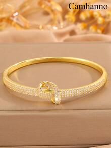 Camhanno 1 Stück elegantes und hochwertiges Kupferarmband mit polierter Oberfläche und zeitlosem Knoten-inspiriertem Design, lässt Sie professionell und elegant aussehen, ideal für den täglichen Arbeitsweg, um den Bürostil zu verbessern