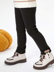 Balabala Baby Girls Fleece Leggings, 2025 Autumn Winter, Soft Cozy Pants