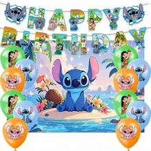 Bộ trang trí tiệc sinh nhật theo chủ đề Lilo & Stitch gồm 20 món, bao gồm băng rôn, bóng bay và phông nền, phù hợp cho tiệc sinh nhật, tiệc trong nhà và nhiều dịp khác. - Nhiều màu - Xem 12