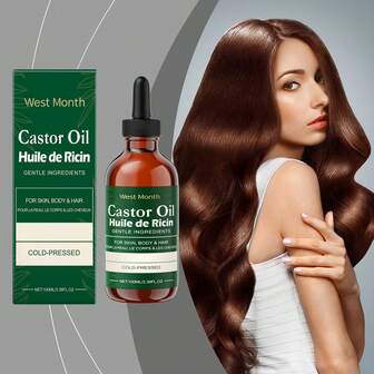 100ml蓖麻油适用于眉毛睫毛胡须干发护肤保湿轻盈多效精油女士男士妈妈妻子和她的礼物