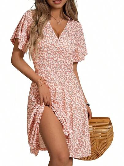 Vestido Floral Informal Mujer, Vestido Midi Corte A Cuello V Playa, Trabajo, Fiesta, Moda Boho 2025
