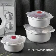 3pcs Microwave PP5 Soup Bowls With Lids, Transparent Meal Heating Containers For Breakfast, Suitable For Different Household Needs, Dorm & Kitchen Essential,