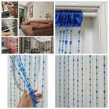 - Cortina de abalorio de acrlico para puertas colgantes, con borlas y separador de habitacin, decoracin de visualizacin para puerta, ventana, sala de estar, boda 042 caf, 39x 78 - 99,1An x 199,9Al cm (1 Paneles) + 042Azul Oscuro - Ver 1