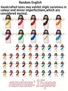 5/15 szt. – Figurka Jezusa, figurka małego Jezusa, który Cię kocha, wykwintna dekoracja religijna z wizerunkiem Chrystusa Zbawiciela, odpowiednia na niedzielną zabawę w chowanego, idealna na przyjęcie z motywem Jezusa, prezent na lato, na niedzielne nabożeństwo, prezent dla przyjaciół i rodziny (losowy kolor) - Wielokolorowe - Zobacz 10