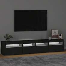 vidaXL Mobile TV con luci a LED, nero, 210x35x40 cm