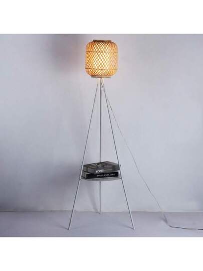 Alpinaluz Aluminum Tripod Vloer Lamp Bamboo Wicker Shade Diff Tray Tafel Living Room Bedroom E27 view 9