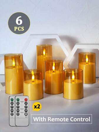 6 piezas de luces de velas sin llama LED con control remoto/temporizador, velas LED a pilas, velas cónicas parpadeantes, luz blanca cálida, luz de vela cálida, velas sin llama para deseos para el hogar, boda, fiesta, propuesta, Navidad, Halloween, Día de San Valentín, decoración festiva