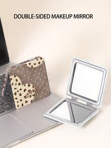 1 pezzo Specchio da trucco bifacciale, nuovo stile Ins con design a pois scintillanti, fiocco di perle, lettera inglese, cuore, pizzo floreale sexy, candela, farfalla di lusso colorata e brillante, specchio compatto portatile e pieghevole, strumento cosmetico, specchio a mano, specchio da tasca, specchio decorativo per casa, viaggio, matrimonio, festa, compleanno, regalo