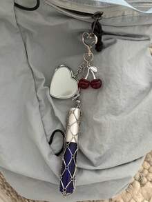 Metal Portable Lipstick/Lip Balm Holder With Mini Mirror, Fashionable Hanging Decorative Storage Rack, Compact Makeup Organizer Accessory - Multicolor - View 3