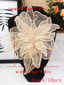 3D 刺绣蕾丝贴花，带水钻，23 厘米宽，DIY 新娘礼服配饰 - 香檳色 - 查看 9