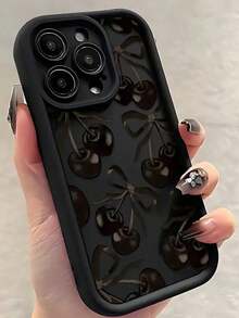 1pc Black Matte Lens Protection Anti-Drop Leopard & Cherry Pattern Phone Case, Personalized Compatible With Iphone 16 Pro Max, 15/14 Plus, 13, 12, 11, Compatible With Samsung Series Waterproof Shockproof Scratch Resistant - Nhiều màu 2 - Xem 2